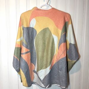 Vila Milano Peach and Olive  Abstract Colour Block Sweater Batwing Soft XL